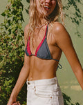 Image of Pada Double Layer Bikini Top in Charcoal and Red