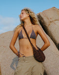 Image of Pami Bikini Top in Purple and Blue Radiant Stripe with O Ring
