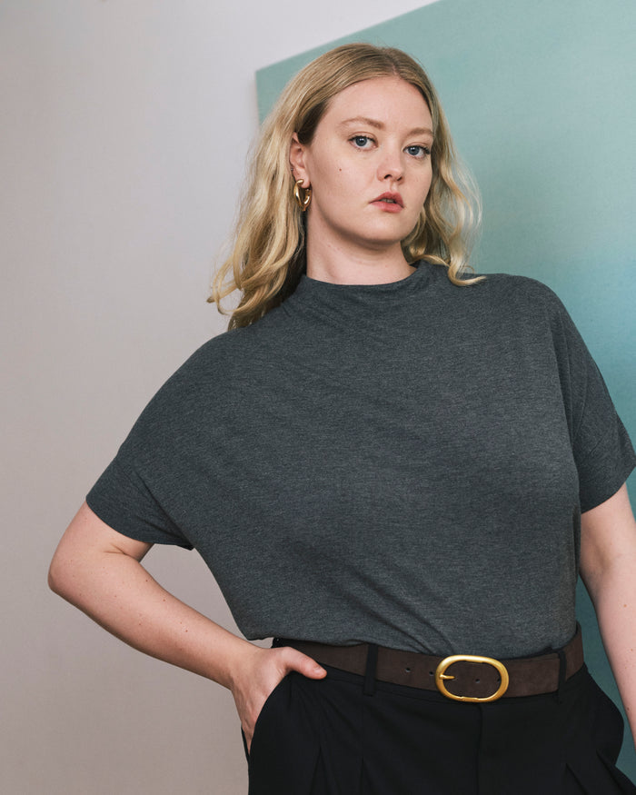 Petra Liquid Jersey Top - Dark Gray Heather | Plus Size & Straight Size Women's Fashion | Universal Standard