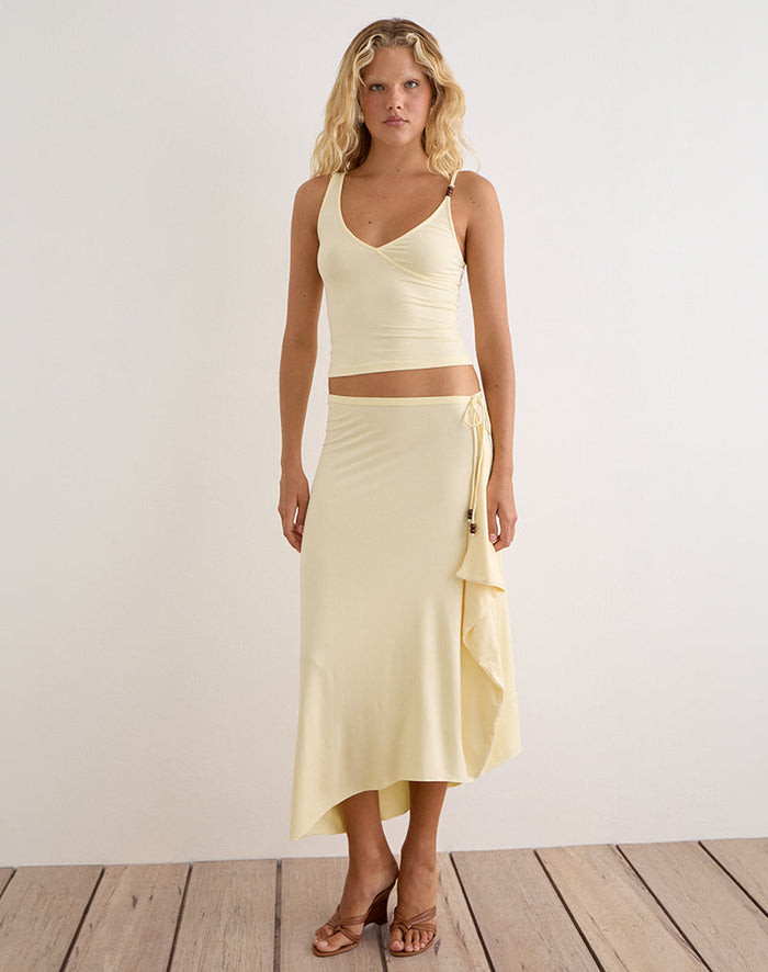 Image of Phemia Maxi Skirt with Beads in Jersey Lemon