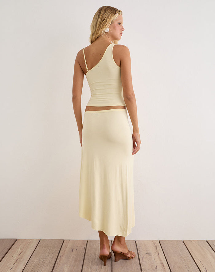 Image of Phemia Maxi Skirt with Beads in Jersey Lemon