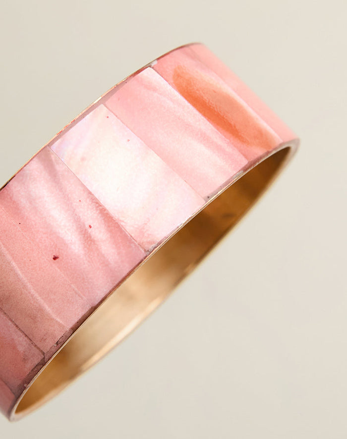 Image of Pink Resin and Brass Bracelet