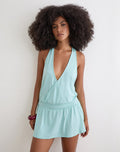 Image of Pippa Plunge Wrap Mini Dress in Jersey Aqua
