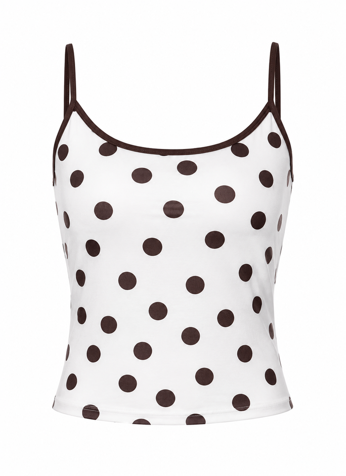 Polka Dot Contrast Trim Cami Top