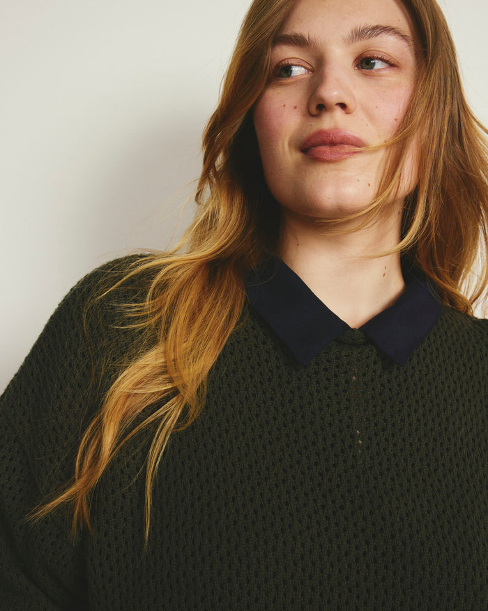Positano Pointelle Mock Neck Sweater - Camo | Plus Size & Straight Size Women's Fashion | Universal Standard