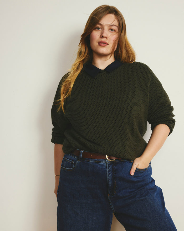 Positano Pointelle Mock Neck Sweater - Camo | Plus Size & Straight Size Women's Fashion | Universal Standard