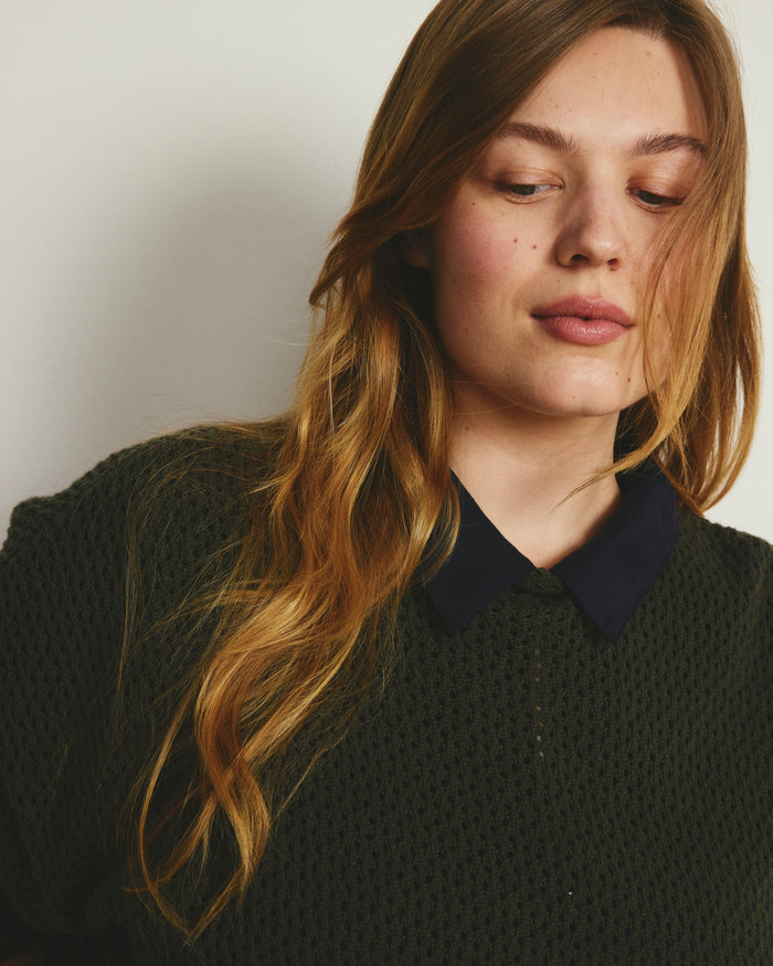 Positano Pointelle Mock Neck Sweater - Camo | Plus Size & Straight Size Women's Fashion | Universal Standard