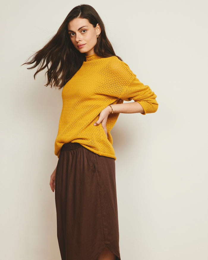 Positano Pointelle Mock Neck Sweater - Goldenrod | Plus Size & Straight Size Women's Fashion | Universal Standard