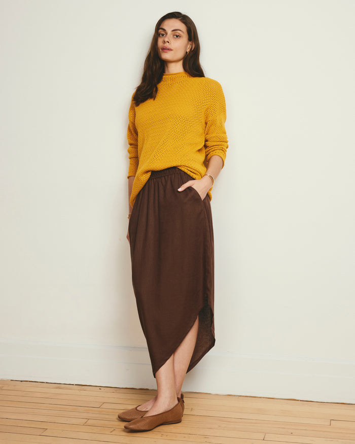 Geneva Linen Blend Skirt - Peppercorn | Plus Size & Straight Size Women's Fashion | Universal Standard