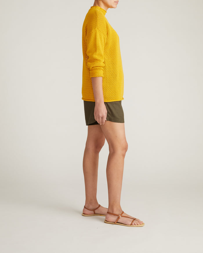 Positano Pointelle Mock Neck Sweater - Goldenrod | Plus Size & Straight Size Women's Fashion | Universal Standard