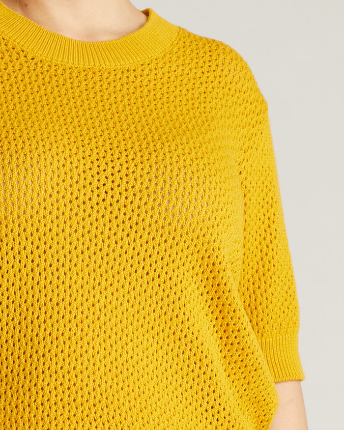 Positano Pointelle Mock Neck Sweater - Goldenrod | Plus Size & Straight Size Women's Fashion | Universal Standard