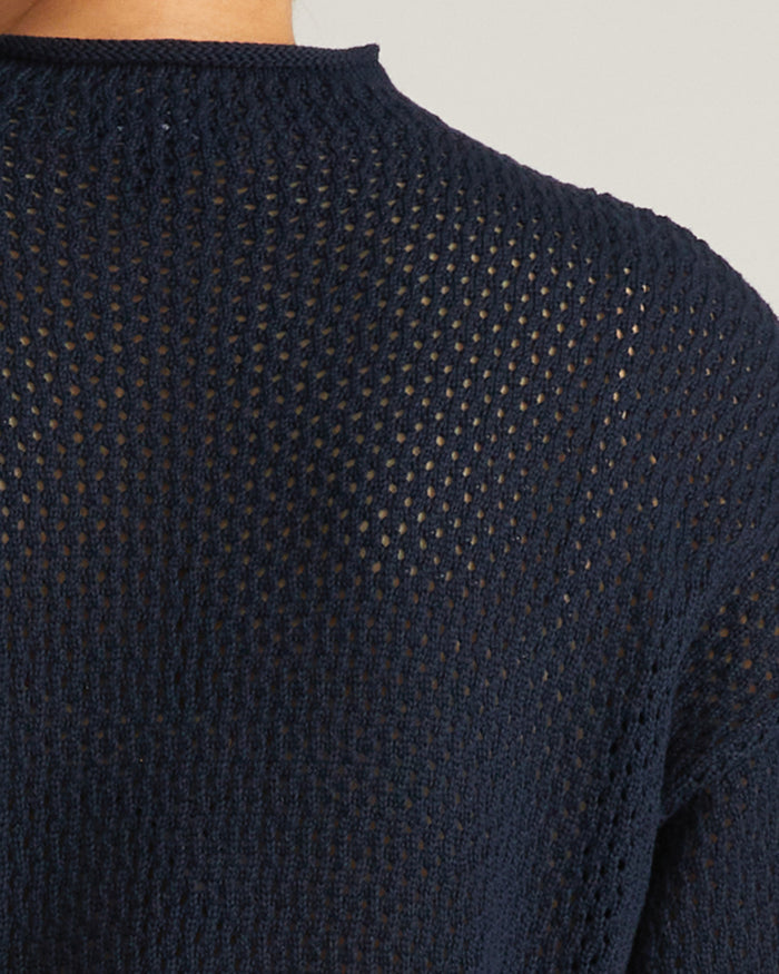Positano Pointelle Mock Neck Sweater - Navy | Plus Size & Straight Size Women's Fashion | Universal Standard