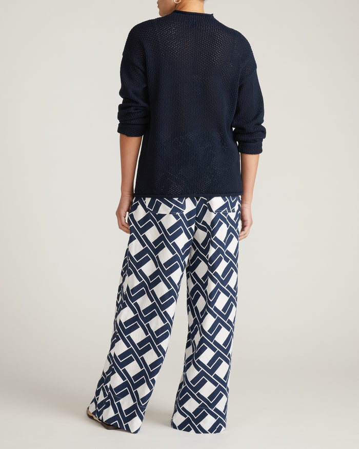 Positano Pointelle Mock Neck Sweater - Navy | Plus Size & Straight Size Women's Fashion | Universal Standard