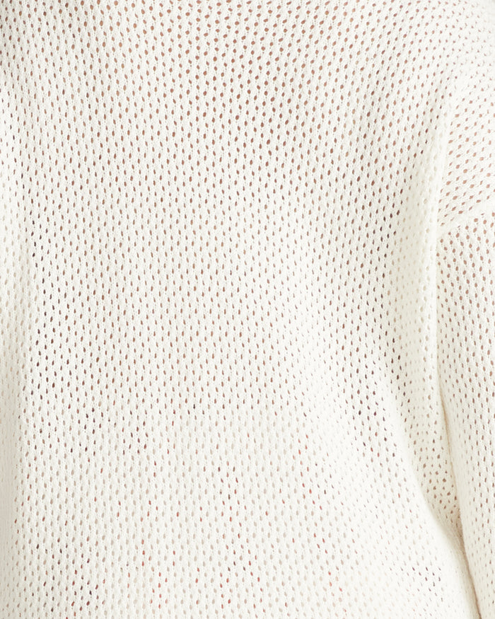 Positano Pointelle Mock Neck Sweater - White | Plus Size & Straight Size Women's Fashion | Universal Standard