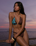Image of Pumyla Bikini Top in Brown with Blue Desert Rose