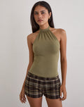 Image of Raceline Halterneck Top in Rayon Jersey Khaki