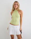 Image of Raceline Halterneck Top in Rayon Jersey Pistachio