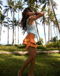 Image of Raeca Mini Skirt in Rayon Jersey Sunset Orange