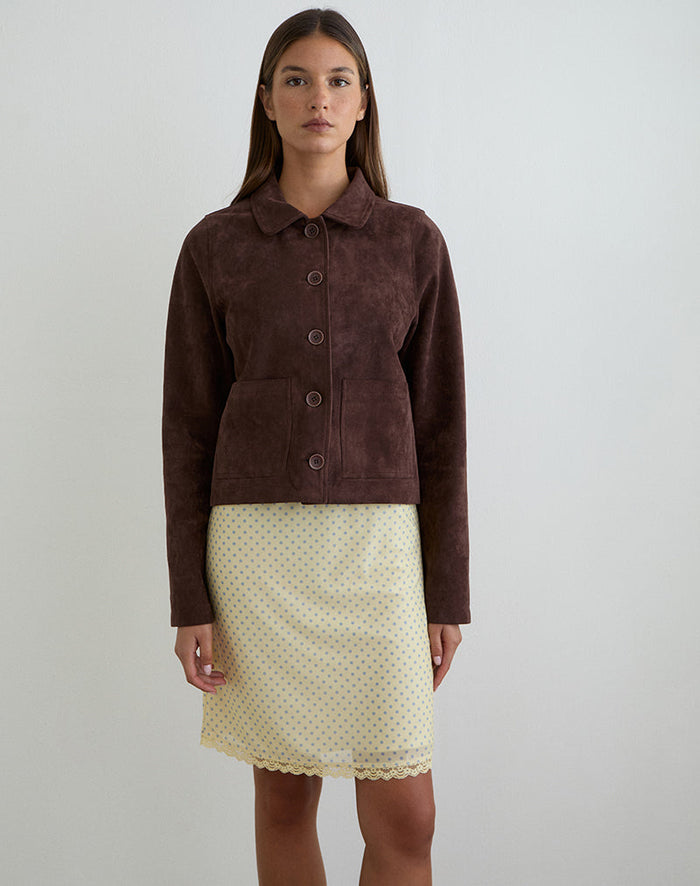 Image of Rajuli Midi Skirt in Yellow with Compact Grey Polka