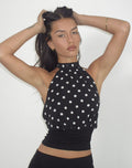 Image of Rania Backless Top in Polka Dot Black and White
