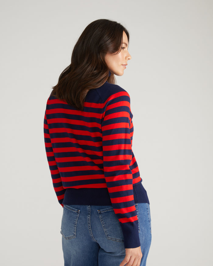 Renee Savvy Fine Knit Raglan Turtleneck - Navy/Red Stripes | Plus Size & Straight Size Women's Fashion | Universal Standard