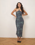 Image of Ribka Midi Dress in Faded Botanical Green