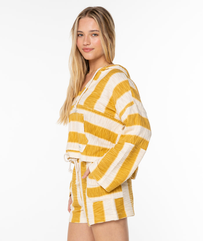 Rich Coast Striped Poncho - Amber Gold Jungle Beach Stripe - Roxy