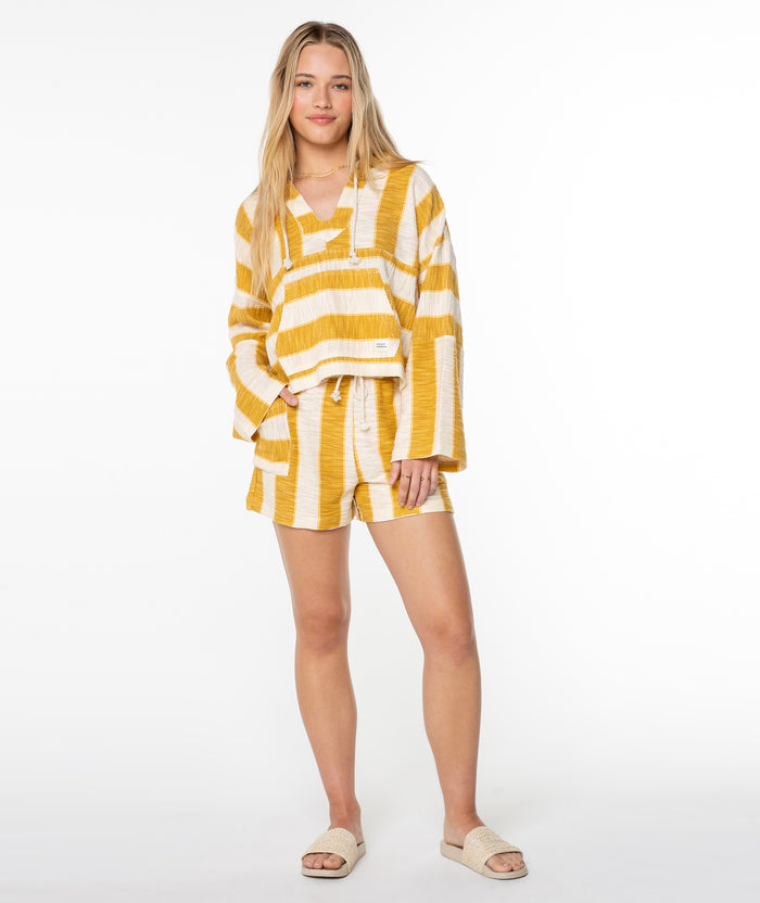 Rich Coast Striped Poncho - Amber Gold Jungle Beach Stripe - Roxy