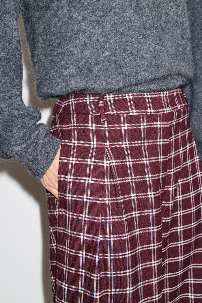 Riley Check Wide Leg Pleated Trouser