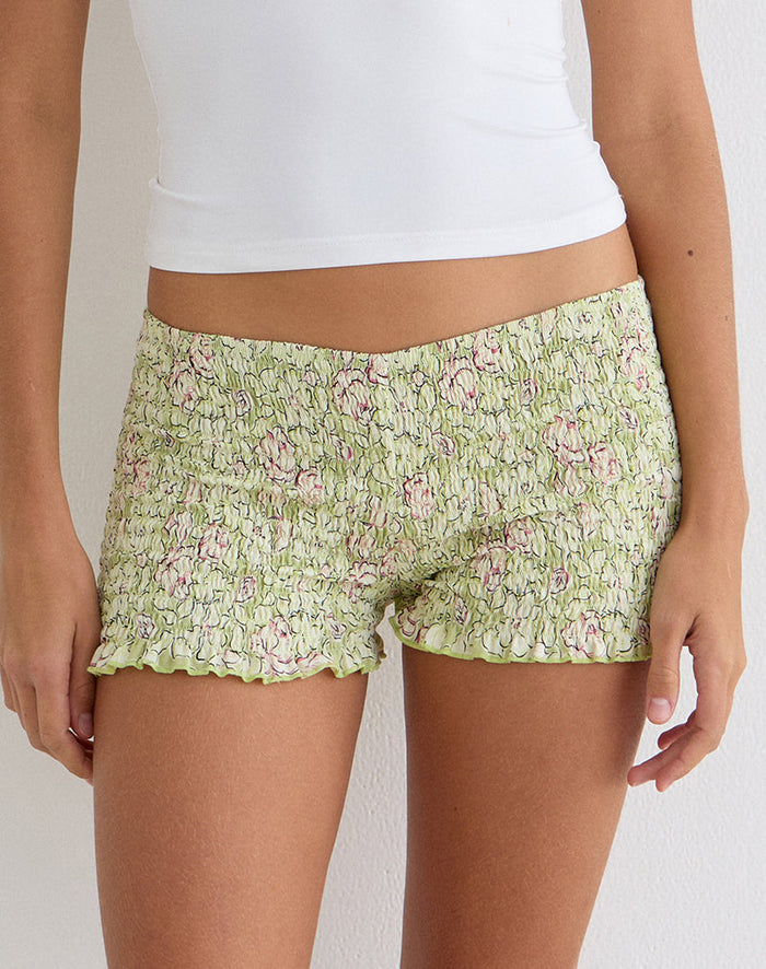 Image of Ritala Shirred Micro Short in Blooming Lily Green