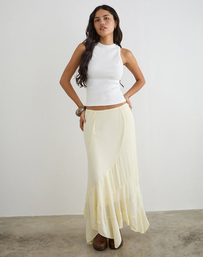 Image of Rombe Maxi Skirt in Crinkle Butter Yellow