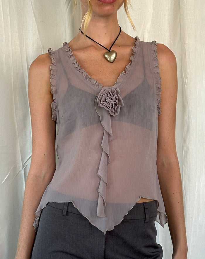 Image of Rosalinda Top in Chiffon Lilac Grey