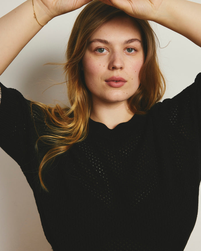 Rosie Pointelle Sweater Top - Black | Plus Size & Straight Size Women's Fashion | Universal Standard