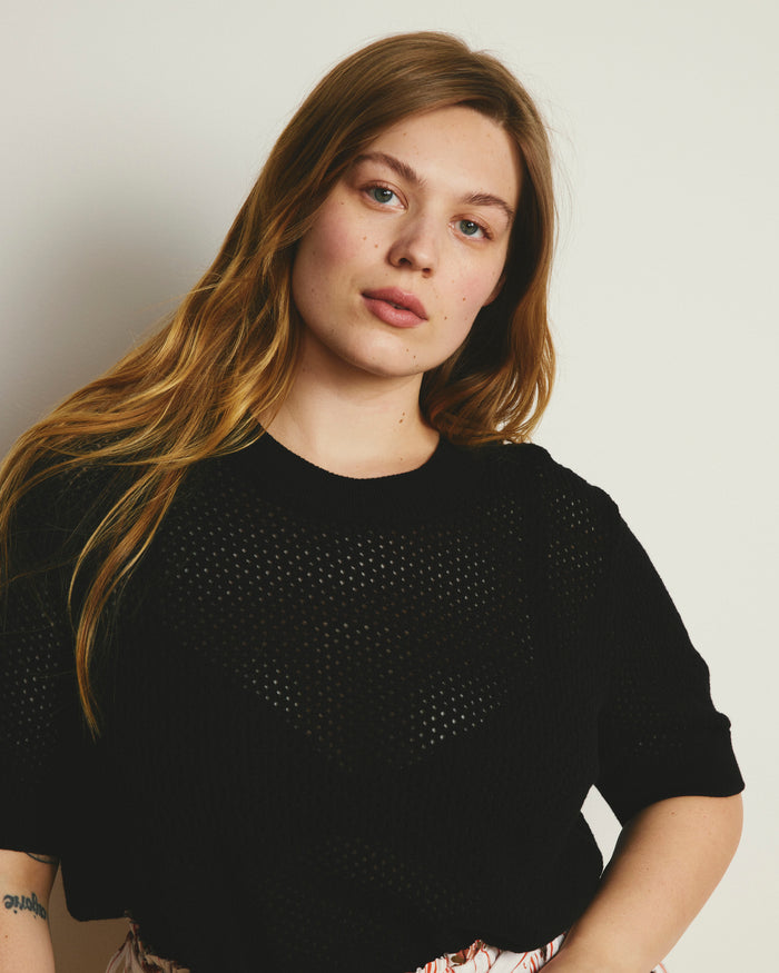 Rosie Pointelle Sweater Top - Black | Plus Size & Straight Size Women's Fashion | Universal Standard
