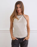 Image of Rovania Backless Halter Top in Satin Champagne