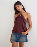 Image of Rowdy Halterneck Top in Crinkle Plum