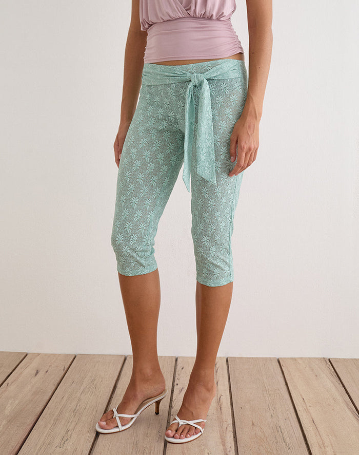 Image of Runo Capri Trouser in Lace Teal