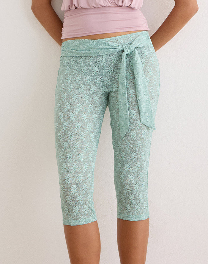 Image of Runo Capri Trouser in Lace Teal