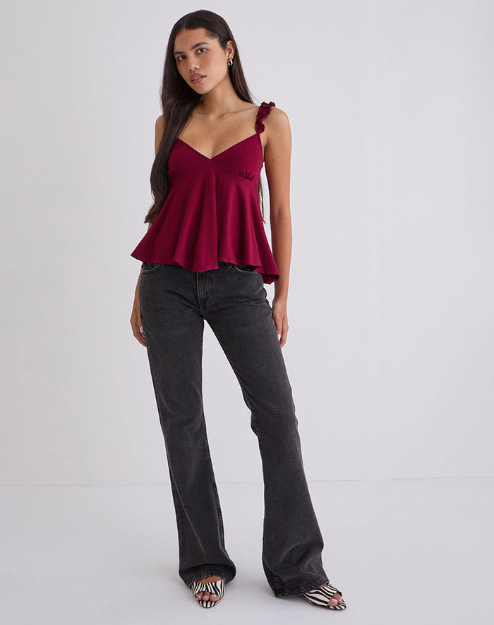 Image of Sable Floaty Cami Top in Jersey Burgundy