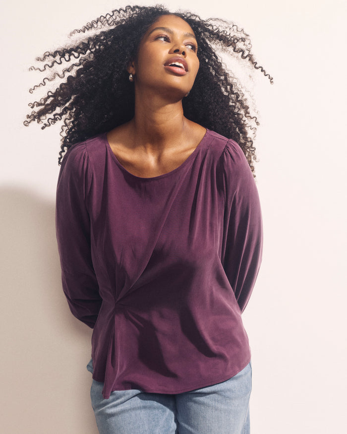 Sabrina Twist Front Stretch Cupro Blouse - Potion Purple | Plus Size & Straight Size Women's Fashion | Universal Standard