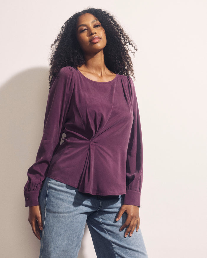 Sabrina Twist Front Stretch Cupro Blouse - Potion Purple | Plus Size & Straight Size Women's Fashion | Universal Standard