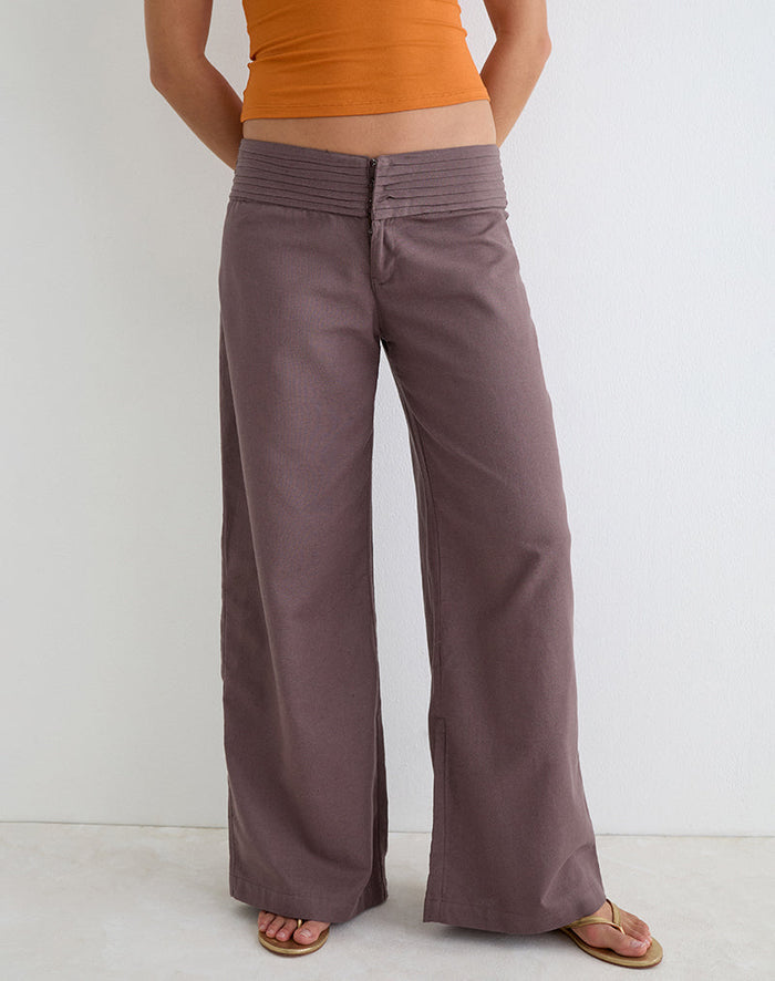Image of Sadasi Trouser in Linen Deep Taupe