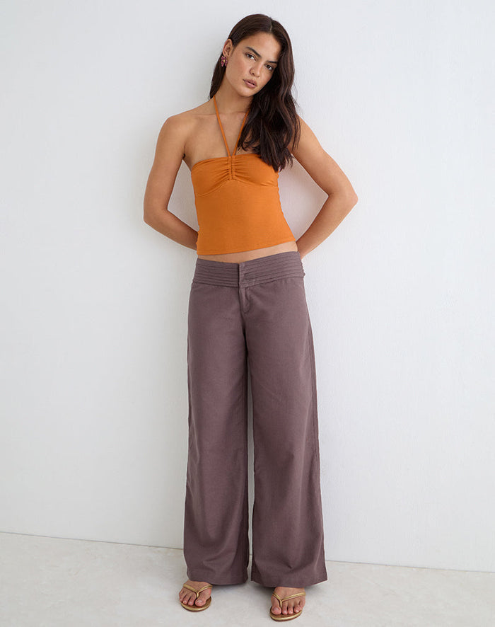 Image of Sadasi Trouser in Linen Deep Taupe