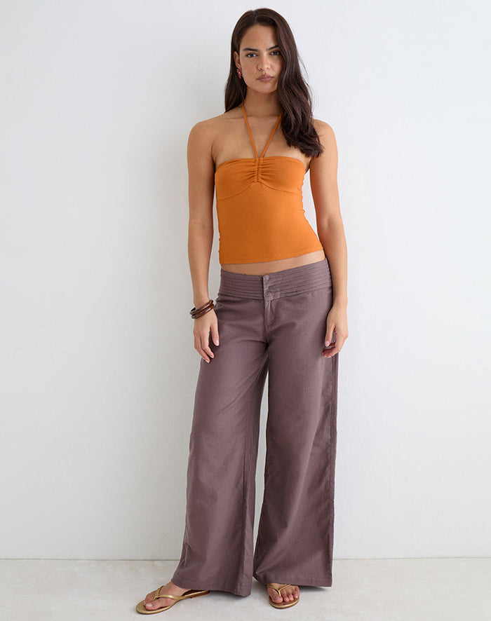 Image of Sadasi Trouser in Linen Deep Taupe