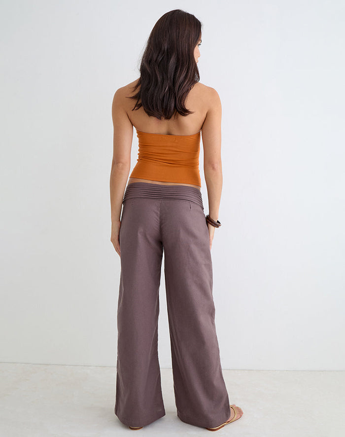 Image of Sadasi Trouser in Linen Deep Taupe