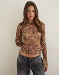 Image of Saezuru Top in Plissé Dalmatian Shadow Honey Brown