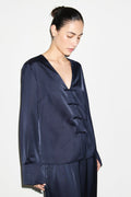 Saffron Knot Fastening Satin Shirt