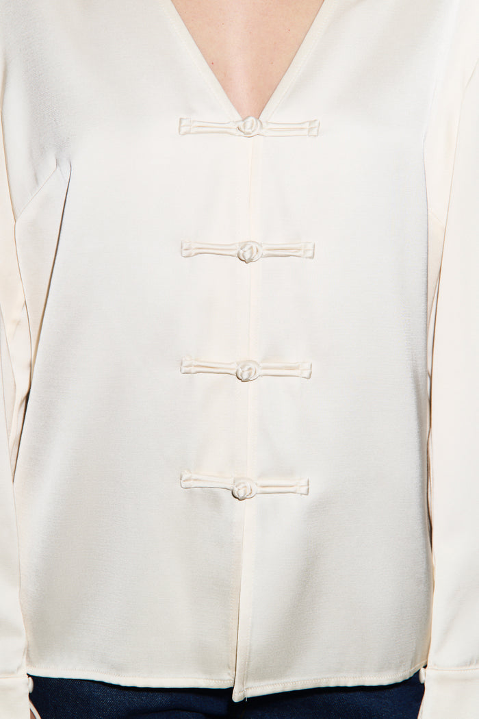 Saffron Knot Fastening Satin Shirt