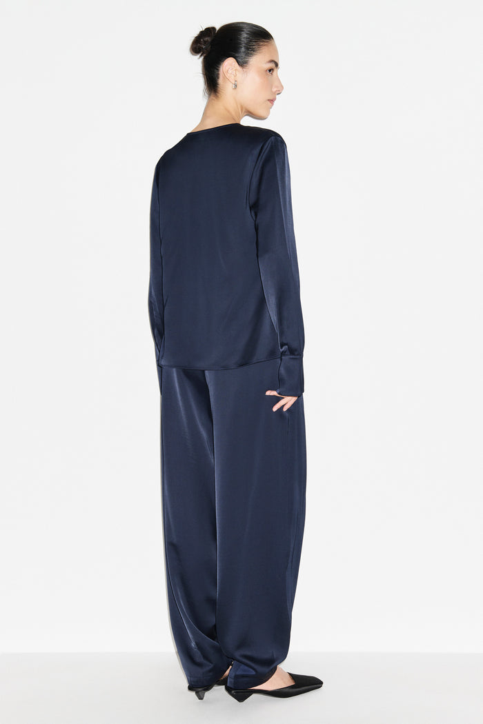 Saffron Knot Fastening Satin Shirt