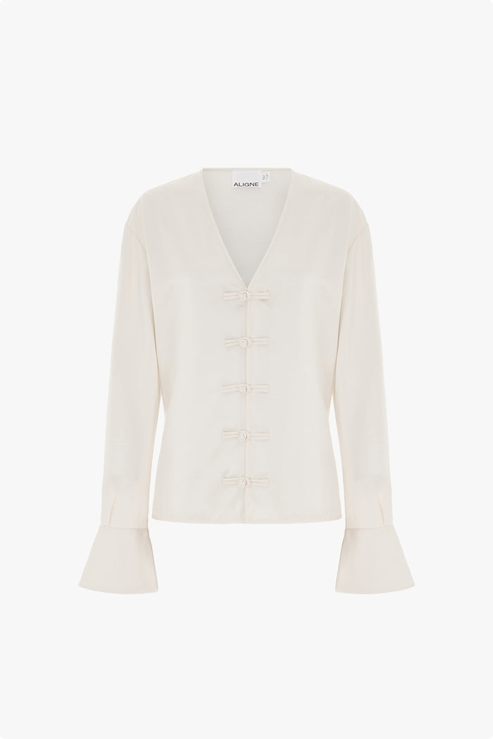 Saffron Knot Fastening Satin Shirt